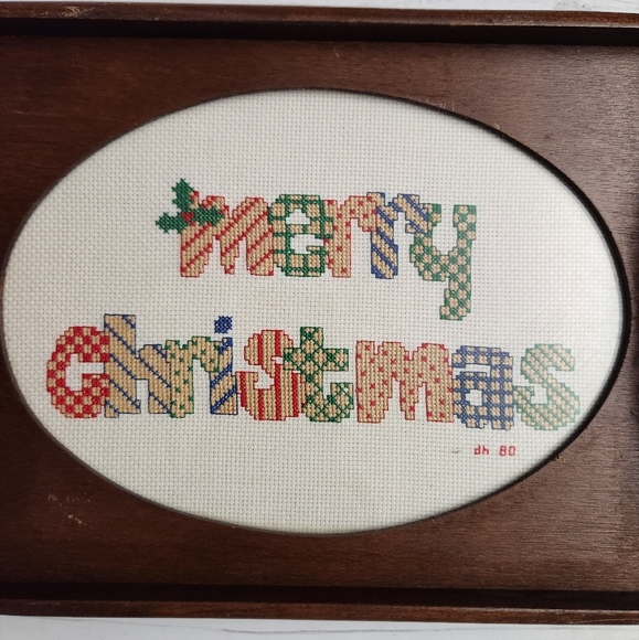 Vintage Needlepoint Glass Brown Wooden Decorative Lap Tray 12.5"  - Picture 4 of 6